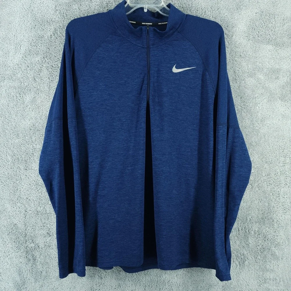 Nike Sweatshirt Men 2XL Navy Element Running Dri-FIT 1/4 Zip Reflective Pullover
